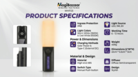 MagiBazaar MHF03 Lámpara de Trabajo LED Solar Portátil, Carga Rápida Tipo C, Linterna Magnética para Camping, RGB SOS, Linterna de Emergencia