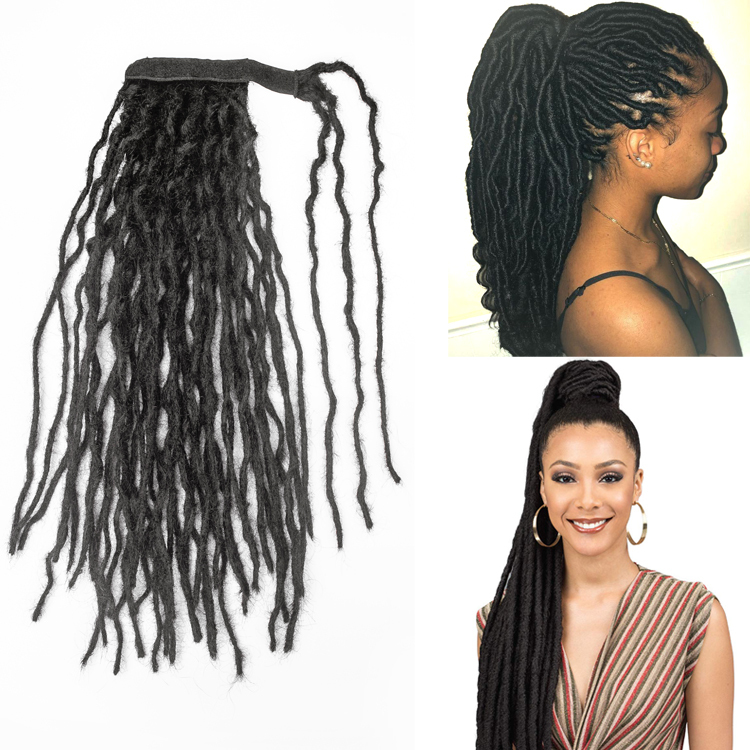 KAMA Afro Dreadlock High Puff Drawstring Ponytail Remy Brazilian Hair Loc Petal Buns for Black Women Detail Section 10