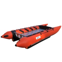 Bateau pneumatique gonflable Goethe Factory GTG430 Thundercat 430 cm rouge en aluminium et PVC pour la dérive, le surf et les sports nautiques, moteur inclus