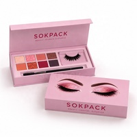 Boîte d'emballage cosmétique haut de gamme personnalisée pour kit de maquillage des yeux, boîte cadeau de maquillage de luxe, fermeture magnétique, boîte rigide en carton à couvercle rabattable