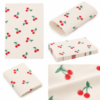 Rouleau de papier de soie artistique personnalisé, écologique et recyclable, motif cerise, double face, enduit PE, imperméable, 80 g/m², pour cadeaux numériques
