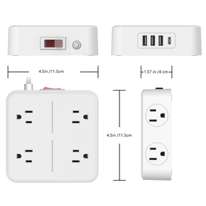 Protector de Sobretensión con Regleta - Cable de Extensión <span class=keywords><strong>Plano</strong></span> de 6 Pies y 4 Puertos USB S3, Extensor de <span class=keywords><strong>Enchufe</strong></span> Lateral para Oficina en Casa - Product Image 2