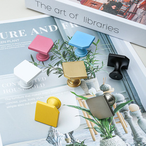 Creative Colorful Square Cabinet <b>Knobs</b> Zinc Alloy Modern Drawer Handle Single Hole Easy Installation - Product Image 2