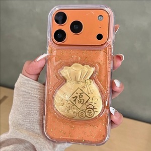 Coque de téléphone transparente antichoc en TPU avec feuille d'or de luxe et protection d'appareil photo pour iPhone 17/16/15/14/13 Pro Max - Product Image 2