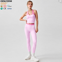 Vêtements de yoga personnalisés OEM ODM pour femmes : Soutien-gorge camisole ultra doux à bordure en pétales, Leggings froncés, Tenue de fitness et Pilates, Vêtements de sport à bordure festonnée