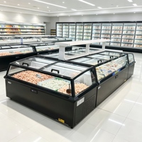 Congélateur commercial Deep Island Freezer avec porte vitrée, grande taille, congélateur îlot en verre creux, réfrigération pour supermarché