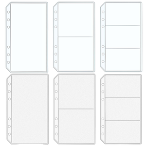 Fundas para Carpeta <span class=keywords><strong>A5</strong></span> sin Cierre con 6 Orificios, PVC Transparente, Multi-Bolsillos, con Sobre para Efectivo y Protector de Tarjetas Fotográficas - Product Image 1