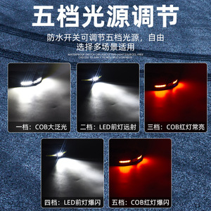 Headlamp Dual Light Source Rechargeable Led Fishing Outdoor Lighting With <b>Dimmer</b> Function Type C Charging - Product Image 4