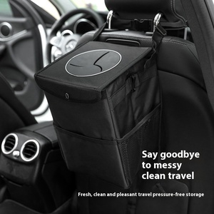 Poubelle de siège de voiture portable universelle pliable étanche en cuir PU <span class=keywords><strong>Oxford</strong></span> noir facile à installer - Product Image 4