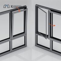 Puertas y Ventanas de Aluminio, Ventana Corredera Abatible, Marco de Ventana Corredera de Doble Capa, Insonorizada y Resistente al Viento