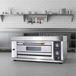 Four à pain commercial classique à gaz, 1 niveau, 2 plateaux, avec thermostat intégré, bouton de minuterie, affichage LED et protection contre la surchauffe - Product Image 1