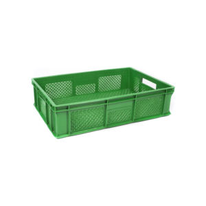 Caja de Plástico Perforada KE 170, HDPE Virgen, Resistente, Apilable, para Almacenamiento Industrial, Uso Agrícola y de Cosecha - Product Image 1
