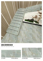 Carreaux muraux modernes en céramique brillante avec design graphique 120x30+120x17cm, aspect marbre, pour escaliers et murs intérieurs polis