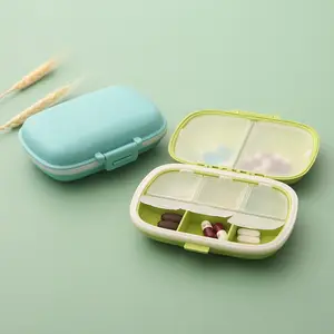 Wheat Straw 8 Compartments Travel Pill Organizer Moisture Proof Small Pill Box for Pocket Pill Case Portable Medicine Vitamin