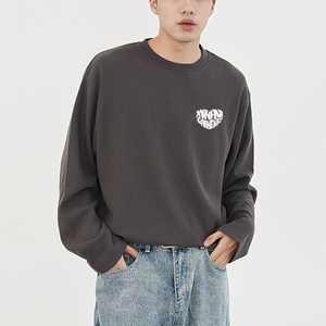 T-shirt <span class=keywords><strong>termica</strong></span> da uomo a manica lunga in <span class=keywords><strong>maglia</strong></span> Waffle personalizzata in cotone misto morbido in bianco solido da uomo con vestibilità regolare - Product Image 2