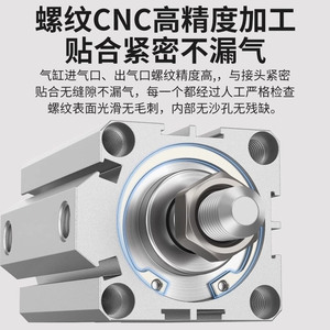 กระบอกลมนิวแมติกแบบฟิล์มบางชนิดเกลียวนอก Dde Dade Pneumatics Sda ขนาด 63 80 100 มม. พร้อมแม่เหล็กแบบลูกสูบ - Product Image 4