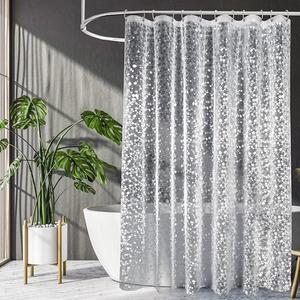 Rideau de douche PEVA transparent imperméable, housse de bain pour baignoire, revêtement de salle de bain motif galets - Product Image 4