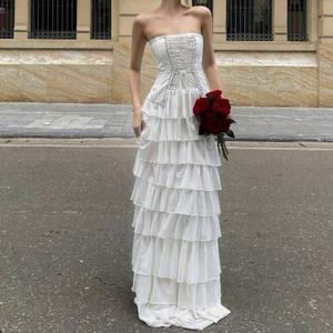 Vestido de Noche Elegante para Mujer, de Cintura Alta, con Diseño de Paneles, sin Tirantes, Maxi Vestido Marrón Ajustado, Vestido Casual de Moda para Noche, OEM Personalizado - Product Image 2