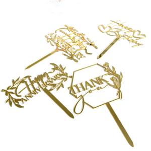 Décoration de gâteau d'<span class=keywords><strong>anniversaire</strong></span>, ensemble de décorations de gâteau en acrylique pour les fournitures de fête de mariage, décoration d'<span class=keywords><strong>anniversaire</strong></span>, style boisé - Product Image 4