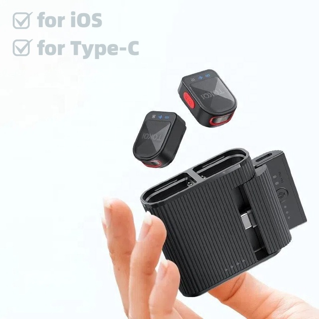 100m Wireless Mini Lapel Mic Podcast Recording Lavalier Microphone for IOS / Type-C Mobile Phone