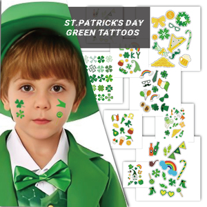 Autocollants de trèfle <span class=keywords><strong>irlandais</strong></span> vert auto-adhésif à quatre feuilles pour enfants St Patricks Day Face Body Party Celebrations - Product Image 4