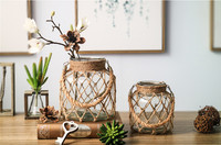 Mhaixin-Vase de fleurs en cristal suspendu, Vase de fleurs en cristal transparent avec corde, pour décor moderne, vente en gros, Ins style