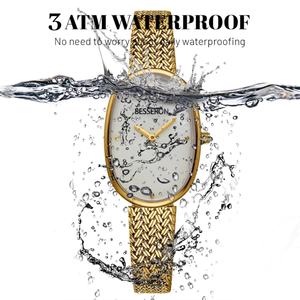 Montre ovale pour femme en acier inoxydable 316L, mouvement quartz japonais, étanche 3ATM, bracelet en maille saphir, logo personnalisable, analogique, OEM ODM Miyota - Product Image 4