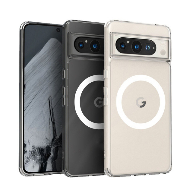 Transparent Shockproof Magnetic Wireless Charging Phone Case for Google Pixel 9 Pro 8