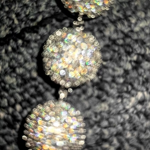 Kalung Rosario Moissanite Warna D VVS Perak 925 Bertabur Kristal Bola 15mm dengan Liontin Salib Bunda Maria - Product Image 5