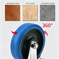 Roda Caster Putar Baja Tahan Karat Besi Nilon Karet 125mm Poliuretan Mekanisme Pengunci Rem Tugas Berat Penggunaan Industri 250kg