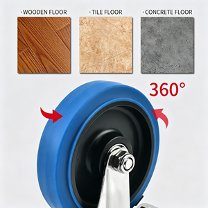 Stainless Steel Iron Nylon Swivel Caster Wheel 125mm Polyurethane with Brake Locking Mechanism Industrial Use 250kg Capacity - Product Image 3