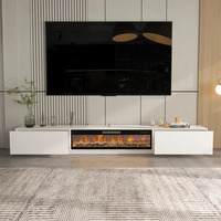 Meuble TV Mural de Luxe avec Foyer Chauffant, Design Simple pour Centre de Divertissement