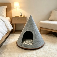 Tente durable en feutre DIY, décoration manuelle semi-fermée pour Noël, maison pour animaux de compagnie, lit-caverne en forme de cône pour chat