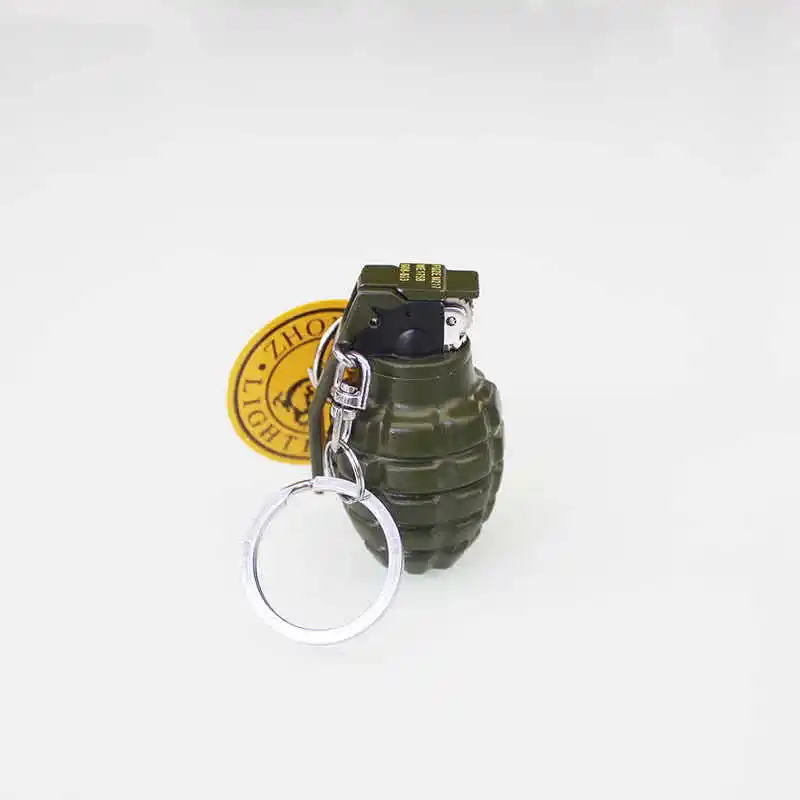 Lattice Grenade Mini Creative Metal Pendant Open Flame Keychain Inflatable Other Lighters   Smoking Accessories