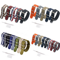 Bracelet de montre intelligente de luxe en toile de nylon respirante, rayé, côtelé, tissé, avec fermoir pliant, tailles personnalisées 16/18/20/22 mm