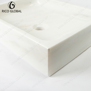 Lavabo Rectangular de Cerámica Blanca para Baño, Diseño Minimalista, Acabado Pulido, Montaje Sobre Encimera - Product Image 5