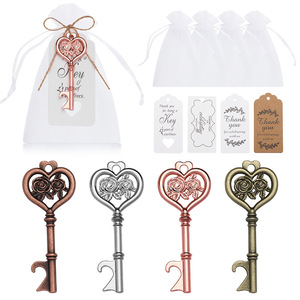 Décapsuleur en forme de rose en alliage de zinc, cadeau de mariage, porte-clés décoratif, design plat 7,5x3cm - Product Image 1