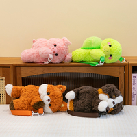 Sac à dos en peluche mignon et doux, style Kawaii, en forme de cochon, chien, renard, personnage de dessin animé et anime, sac à bandoulière, jouet en peluche, animal en peluche