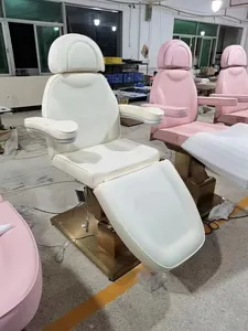 Prix premium or blanc électrique réglable salon cils cosmétique fauteuil facial 3 moteurs beauté inclinable lit de massage nu