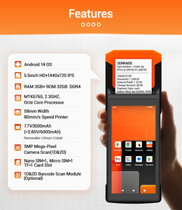 เครื่อง POS พกพา Senraise <span class=keywords><strong>Android</strong></span> 14 รุ่นขายดี รองรับ 4G พร้อมเครื่องพิมพ์ในตัว สำหรับระบบ POS ร้านอาหารบน <span class=keywords><strong>Android</strong></span> - Product Image 3