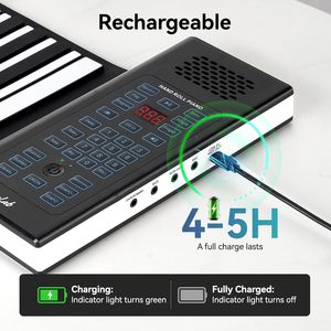 Roll Up Piano 61 Key Rechargeable Silicone Electronic Keyboard With <b>Speaker</b> And Sustain Pedal - Product Image 3