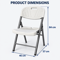 Chaise pliante en plastique HDPE avec poignée de transport, cadre en acier épaissi, siège portable pour jardin, terrasse, salle à manger, événements en plein air, usage domestique