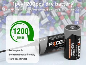 Bateria Cilíndrica Recarregável de Lítio PKCELL 1.5v Tipo-C com Indicador de Carregamento LED para Jogos e Uso em Alto-falantes - Product Image 3