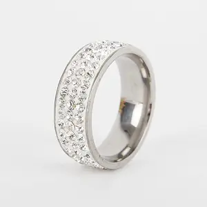 Factory Direct Sale Hot Selling HipHop Rock Stainless Steel Ring Fashion Jewelry Diamond Round Ring for Wedding