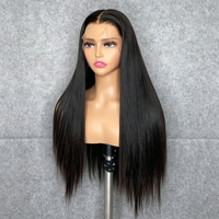 Perruque frontale complète HD en cheveux humains naturels vierges indiens bruts, densité 180%, avec dentelle transparente, vente en gros