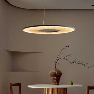 Japanese Style Round Pendant <b>Light</b> Led Anti Glare Chandelier For <b>Dining</b> Room - Product Image 4