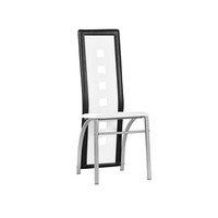 Chaise de salle à manger moderne à dossier haut et structure en métal et cuir