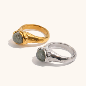 <span class=keywords><strong>Anillo</strong></span> <span class=keywords><strong>de</strong></span> Piedra Natural Irregular <span class=keywords><strong>de</strong></span> <span class=keywords><strong>Acero</strong></span> Inoxidable Chapado en Oro <span class=keywords><strong>de</strong></span> 18K Personalizado, <span class=keywords><strong>Anillo</strong></span> <span class=keywords><strong>de</strong></span> Sello con Textura Orgánica <span class=keywords><strong>para</strong></span> Mujeres y Hombres - Product Image 4