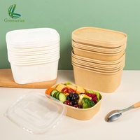 Boîte de transport personnalisée en papier jetable pour repas, fruits, traiteur, avec couvercle transparent en carton