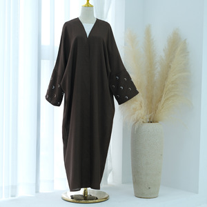 Elegante Abaya Ricamata in Stile <span class=keywords><strong>Turco</strong></span> di Dubai, Vestito Lungo Aperto sul Davanti per Donne Musulmane, Abito Modesto per la Preghiera Islamica - Product Image 4
